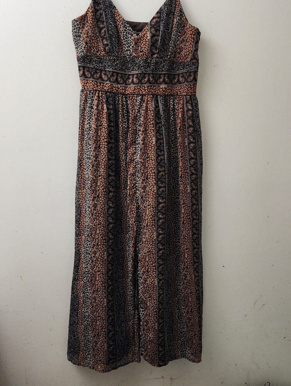 Traces By Tracy Evans 10 Paisley Floral Leopard Patchwork Print Maxi Dress Boho